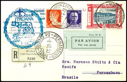 2872 1933, Italienfahrt, Italienische Post, R-Bildpostkarte Mit 10 L. Zeppelin-Marke Mit Postsonderstempel ROMA / POSTA  - Sonstige & Ohne Zuordnung