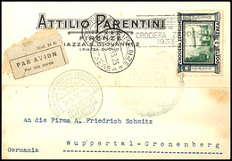 2875 1933, Italienfahrt, Italienische Post, Karte Mit 3 L.Zeppelinmarke Mit Maschinen-Postsonderstempel ROMA / CROCIERA  - Sonstige & Ohne Zuordnung