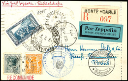 2918 MONACO: 1933, 1. Südamerikafahrt, Auflieferung Friedrichshafen, R-Fotokarte Mit Bunter Frankatur Von MONTE CARLO 1. - Sonstige & Ohne Zuordnung