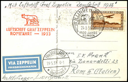 2921 SAARGEBIET: 1933, Italienfahrt, Auflieferung Friedrichshafen, Fotokarte Mit 5 Fr. Luftpost Mit Sonderstempel ILLING - Sonstige & Ohne Zuordnung