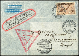 2932 Schweiz: 1933, Chicagofahrt Bis Recife, Brief Aus ROMANSHORN 14.X.33 Mit 2 Fr. Flugpost (Eckzahnbug) Via Friedrichs - Sonstige & Ohne Zuordnung