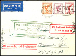 2936 1933, D. Europa 21.6, Brief Mit Dt. Seepostaufgabe Vom 20.6. Nach Wesermünde Mit Zusätzlichem Flugpostbest.-Stempel - Sonstige & Ohne Zuordnung