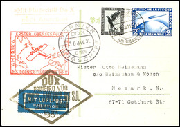 2937 1931, Karte Mit 2 M. Zeppelin Und 2 M. Flugpost Mit Aufgabe FRIEDRICHSHAFEN 13.X.30 Mit Bordpoststempel Vom 30.JAN. - Other & Unclassified
