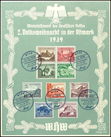 2949 1939, 2.Volksweihnacht In Der Ostmark, WHW-Gedenkblatt Mit MiNr. 730 - 738 Und SST (violett) Wien 17.12.1939, Aufl. - Sonstige & Ohne Zuordnung