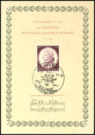 2955 1941, "Zum Gedenken An Den Todestag Wolfgang Amadeus Mozart, Pass. Frankiert Mit MiNr. 810 Und Enspr. SST Wien 5.12 - Sonstige & Ohne Zuordnung