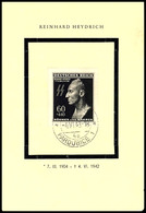 2961 B&M, 1943, R. Heydrich, Kl. Trauergedenkblatt Mit Pass. MiNr. 131, Schmalem Rand, Gerade Einzeilige Überschrift, Dü - Sonstige & Ohne Zuordnung