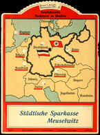 2988 Mechanische Karte "Deutschlands Nachbarn In Waffen", Rückseitig Stundenplan Und Lineal, Werbung "Städtische Sparkas - Sonstige & Ohne Zuordnung