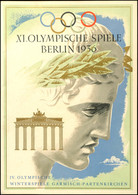 2998 1936, XI.Olympische Spiele 1936, Schmuckblatt-Telegramm Lx 13 Mit Zudruck "IV. Olympische Winterspiele Garmisch - P - Sonstige & Ohne Zuordnung