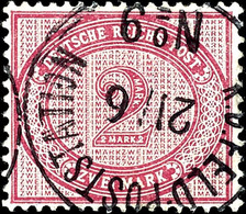 3006 2 Mark Dunkelrotkarmin Mit Stempel K.D.FELD.POSTSTATION No.9 21.6., Klarer Und Fast Kompletter Abschlag, Steuer  75 - Deutsche Post In China