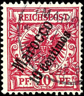 3061 10 Centimes Auf 10 Pfg Krone/Adler Rotkarmin (dunkelrot Quarzend), Sauber Gestempelt, Fotobefund Jäschke-Lantelme B - Deutsche Post In Marokko