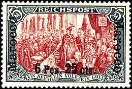 3071 6 P 25 C Auf 5 M. Reichspost, Type I Mit Nachmalung Mit Rot Und Deckweiß, Ungebraucht Mit Originalgummierung, Tiefs - Deutsche Post In Marokko