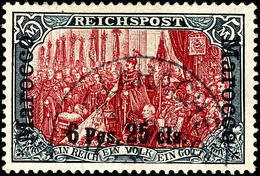 3072 6 P 25 C. Auf 5 M. Reichspost, Type I Mit Nachmalung Nur Mit Deckweiß, Tadellos Gestempelt LARACHE, Seltene Marke,  - Deutsche Post In Marokko