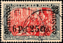 3085 6 Pes 25 Cent Auf 5 Mk Mit WZ.,, Tadellos FES Gestempelter Prachtwert, Altsignatur, Mi. 400.-, Katalog: 45 O - Deutsche Post In Marokko