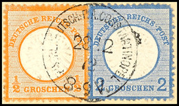 3098 1/2 Gr. Und 2 Gr. Großer Schild Auf Briefstück, Zentrisch Und Glasklar Gestempelt KAISERL. DEUTSCH. P.A. CONSTANTIN - Turkey (offices)