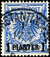 3127 1 Piaster Auf 20 Pfennig Krone/Adler, Plattenfehler "linke Obere Ecke Abgeschrägt", Tadellos Gestempelt, Fotoattest - Deutsche Post In Der Türkei