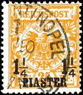 3129 1 1/4 Piaster Auf 25 Pfg Krone/Adler, Gelblichorange, Verschmälertes Format CE, Klar Gestempelt "Konstantinopel", K - Deutsche Post In Der Türkei