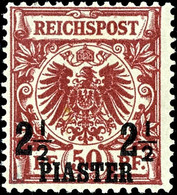 3133 2 1/2 Piaster Auf 50 Pf Bräunlichkarmin, UV Braunkarmin (weinrot) Tadellos Ungebraucht Mit Der Originalen Gummierun - Deutsche Post In Der Türkei