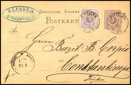 3180 KAISERLICH DEUTSCHES POSTAMT No.I 1.10.(77), Etwas Undeutlicher Ankunftsstempel Vorderseitig Auf 5 Pfge. Ganzsachen - Deutsche Post In Der Türkei