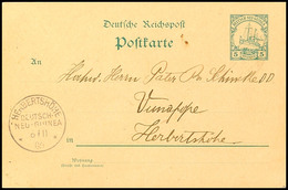 3196 DEUTSCHE SEEPOST NEU-GUINEA-ZWEIGLINIE C  6/11 06 Mit Aushilfsjahreszahl Zart Auf GA-Karte 5 Pf. Kaiseryacht Vom Bo - Deutsch-Neuguinea