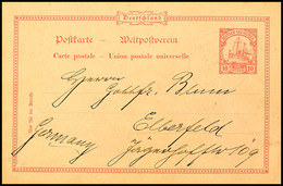 3197 DEUTSCHE SEEPOST NEU-GUINEA-ZWEIGLINIE B 6/1 09 Zart Auf GA-Karte 10 Pf. Kaiseryacht Aus Siar Nach Elberfeld, Absch - Deutsch-Neuguinea