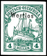 3221 4 Heller Kaiseryacht Ungezähnt Mit Handstempel-Aufdruck "Wertlos", Tadellos Postfrisches Luxusstück Ohne Jegliche S - Deutsch-Ostafrika