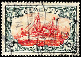 3290 5 Mark Mit Wasserzeichen, Stempel Duala 26.7.14, 1 Mm Höher Doppelt Gepr. Bothe, Mi. 4.800.-, Katalog: 25IA O - Kamerun