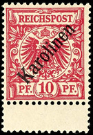 3312 10 Pf. Krone/Adler, Diagonaler Aufdruck, Unten Mit Zwischensteg, Postfrisch (Altsignatur), Mi. 240.-, Katalog: 3I * - Caroline Islands