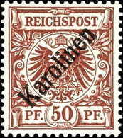 3318 50 Pf. Diagonalaufdruck Tadellos Postfrisch, Gepr. Kosack Und Dopp. Bothe BPP, Sowie Fotoattest Dr. Hartung: "farbf - Karolinen