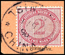 3330 2 Mark Dunkelrotkarmin Mit Stempel TSINTAU CHINA ** 1.9.98 Auf Postanweisungsbriefstück, Kabinett, Katalog: V37e BS - Kiautschou