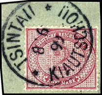 3331 2 Mark Dunkelrotkarmin Mit Stempel TSINTAU KIAUTSCHOU ** 8.6.99 Auf Paketkartenbriefstück, Kabinett, Steuer Ca. 105 - Kiautschou