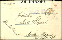 3349 Fukuoka: 1916, Vordruckbrief "Service De...." Mit Violettem Lagerstempel, Zensor-Han "Suzuki" Und Poststempel Vom 4 - Kiautschou