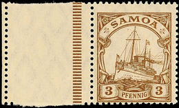 3381 3 Pfg Kaiseryacht Mit Links Anhängendem Leerfeld Tadellos Postfrisch, Mi. 250.-, Katalog: 20L ** - Samoa