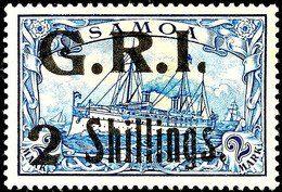 3383 2 Shillings Auf 2 Mk Schwärzlichblau Mit Sehr Seltener Abart: "Punkt Hinten I Von G.R.I. Rechts Abgeschnitten", Tad - Samoa