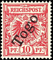 3387 10 Pfg Krone/Adler Dunkelrosa, Gelblichorange Quarzend, Tadellos Ungebraucht, Gepr. Jäschke-Lantelme BPP, Mi. 180.- - Togo