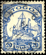 3405 KPANDU TOGO A 11.2.14, Recht Klar Auf Loser Marke 20 Pfg. Kaiseryacht, Pracht, Doppelt Signiert Bothe BPP, ARGE 450 - Togo