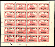 3418 1 F.25 Cent Auf 1 Mark, Wertangabe In Der Sternlinie, Kompletter Postfrischer Bogen Mit HAN "H 4875.16" Und Formnum - Sonstige & Ohne Zuordnung