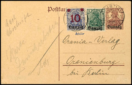 3499 5 Pfg Germania Mit Aufdruck "Danzig" Sowie "10" Auf 20 Pfg Germania Auf 15 Pfg Ganzsachenkarte Als 3-Farben-Bunt-Mi - Sonstige & Ohne Zuordnung