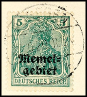 3657 5 Pf In C-Farbe Tadellos Auf Briefstück, Tiefst Gepr. Erdwien BPP, Mi. 280.-, Katalog: 1c BS - Memelgebiet 1923