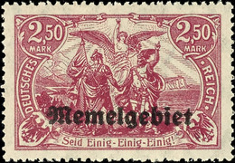 3663 2,50 M. Germania Dunkelgraulila, Postfrisch, Unten Teils Etwas Flach Gezähnt, Gepr. Erdwien BPP, Mi. 200.-, Katalog - Memelgebiet 1923