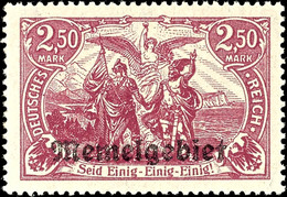 3664 2,50 Mk Deutsches Reich Graulila Mit Aufdruck "Memelgebiet, Tadellos Postfrisch, Gepr. Huylmans BPP, Mi. 200.-, Kat - Memelgebiet 1923