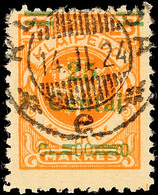 3693 25 C. Auf 25 Mark Mit Aufdruckfehler Stark Gebrochener Zierbalken, Gestempelt, Geprüft Erdwien BPP, Mi. 400,-, Kata - Memelgebiet 1923