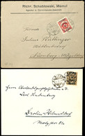 3694 25 C. Auf 100 M. Bzw. Auf 400 M., Je Als Einzelfrankatur Auf Zwei Briefen Von "KLAIPEDA E" Nach Nürnberg Bzw. Berli - Memelgebiet 1923