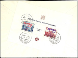 4024 Blockausgabe "Briefmarkenausstellung Preßburg" Mit Handstempel-Aufdrucken "Karlsbad 1. X. 1938 + Hakenkreuz", Tadel - Sonstige & Ohne Zuordnung