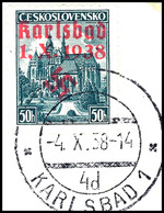 4025 50 H. Briefmarkenausstellungen, Beide Werte Jeweils Auf Briefstück Sauber Gestempelt "KARLSBAD 4.X.38", Tadellos Er - Sonstige & Ohne Zuordnung