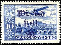 4033 10 Kc. Flugpostmarke Mit Handstempel-Aufdruck "Wir Sind Frei! + Hakenkreuz", Ungebraucht Mit Originalgummierung Und - Other & Unclassified
