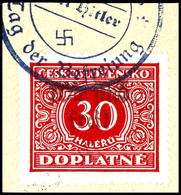 4034 30 Heller Portomarke Mit Aufdruck "Wir Sind Frei! + Hakenkreuz", Tadellos Gestempelt Mit Befreiungsstempel Auf Brie - Other & Unclassified