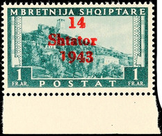 4070 1 Fr. Mit Aufdruckfehler "kurze 1 In 1943", Postfrisch Vom Unterrand, Mi. 350.-, Katalog: 11VI ** - Albanien