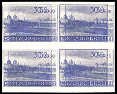 4106 30+30 Indigo Doppeldruck Ungezähnt Im Viererblock Postfrisch, Mi. 720,-, Katalog: 6UDDVBl ** - Estland