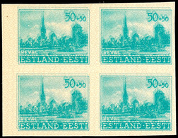 4107 50+50 Kop. Doppeldruck Ungezähnt Im Viererblock Tadellos Postfrisch, Mi. 720,-, Katalog: 7UDDVBl. ** - Estland