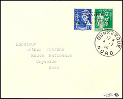 4170 10 C. Merkur Und 90 C. Friedensallegorie Mit Aufdruck In Type I, Portogerechte Mischfrankatur Auf  Brief Von "Dunke - Sonstige & Ohne Zuordnung